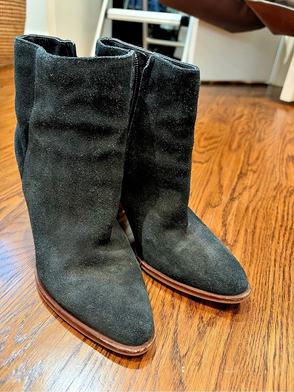 Sam Edelman Black Suede-Style Heeled Boots